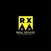 RX initial monogram logo real estate in square style design vector