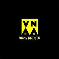 VN initial monogram logo real estate in square style design vector