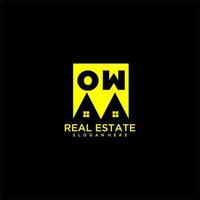 OW initial monogram logo real estate in square style design vector