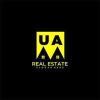 UA initial monogram logo real estate in square style design vector