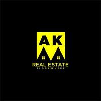 AK initial monogram logo real estate in square style design vector