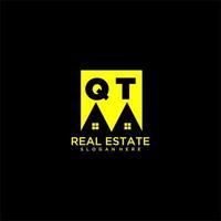 QT initial monogram logo real estate in square style design vector