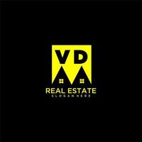 logotipo de monograma inicial vd real estate en diseño de estilo cuadrado vector