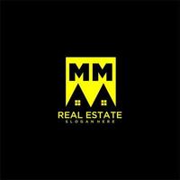 MM initial monogram logo real estate in square style design vector