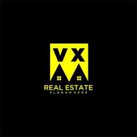 VX initial monogram logo real estate in square style design vector