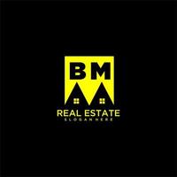 BM initial monogram logo real estate in square style design vector
