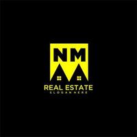 NM initial monogram logo real estate in square style design vector