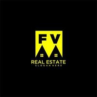 FV initial monogram logo real estate in square style design vector