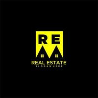 RE initial monogram logo real estate in square style design vector