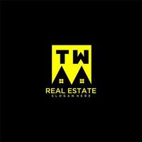 TW initial monogram logo real estate in square style design vector