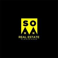 SO initial monogram logo real estate in square style design vector