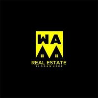 wa logotipo de monograma inicial inmobiliario en diseño de estilo cuadrado vector