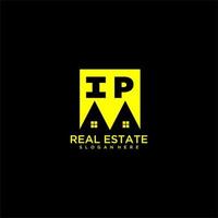 IP initial monogram logo real estate in square style design vector