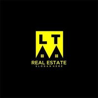 LT initial monogram logo real estate in square style design vector