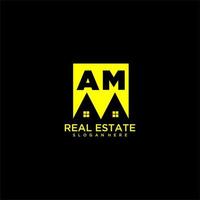 AM initial monogram logo real estate in square style design vector