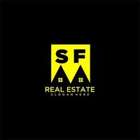 SF initial monogram logo real estate in square style design vector