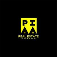 logotipo de monograma inicial pi real estate en diseño de estilo cuadrado vector