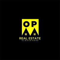 OP initial monogram logo real estate in square style design vector