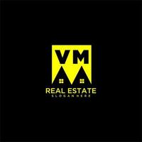 VM initial monogram logo real estate in square style design vector