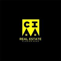 CI initial monogram logo real estate in square style design vector