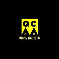 QC initial monogram logo real estate in square style design vector