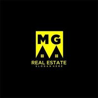 MG initial monogram logo real estate in square style design vector