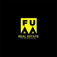 FU initial monogram logo real estate in square style design vector