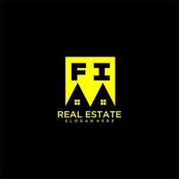 FI initial monogram logo real estate in square style design vector