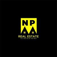 NP initial monogram logo real estate in square style design vector