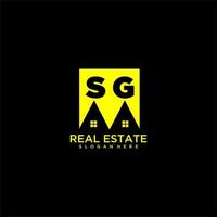 SG initial monogram logo real estate in square style design vector