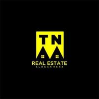 TN initial monogram logo real estate in square style design vector