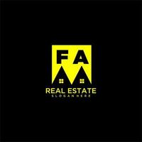 FA initial monogram logo real estate in square style design vector