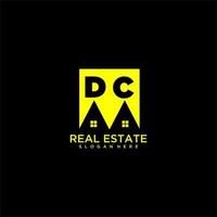 DC initial monogram logo real estate in square style design vector