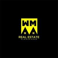 WM initial monogram logo real estate in square style design vector