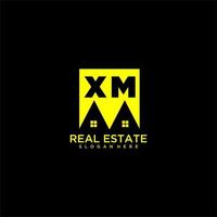 XM initial monogram logo real estate in square style design vector