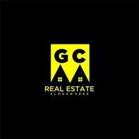 logotipo de monograma inicial gc real estate en diseño de estilo cuadrado vector