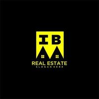 IB initial monogram logo real estate in square style design vector