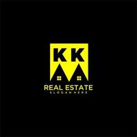 KK initial monogram logo real estate in square style design vector