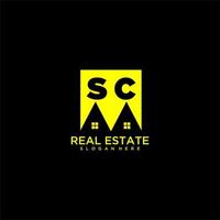 SC initial monogram logo real estate in square style design vector