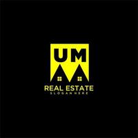 UM initial monogram logo real estate in square style design vector