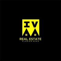 IV initial monogram logo real estate in square style design vector