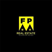 FP initial monogram logo real estate in square style design vector