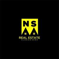NS initial monogram logo real estate in square style design vector