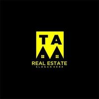 TA initial monogram logo real estate in square style design vector