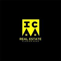 IC initial monogram logo real estate in square style design vector