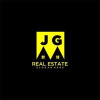 JG initial monogram logo real estate in square style design vector