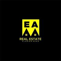 logotipo de monograma inicial de ea real estate en diseño de estilo cuadrado vector