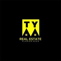 TY initial monogram logo real estate in square style design vector