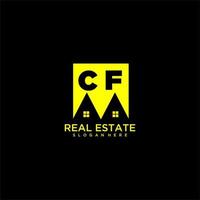CF initial monogram logo real estate in square style design vector