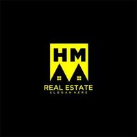 HM initial monogram logo real estate in square style design vector